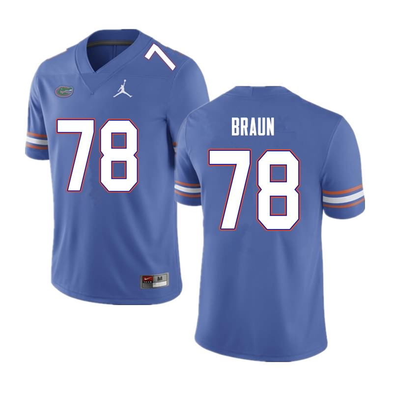 NCAA Florida Gators Josh Braun Men's #78 Nike Blue Stitched Authentic College Football Jersey GFN4464QW